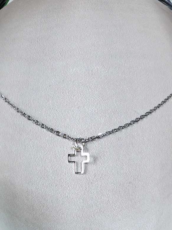 十字架/クロスペンダントヘッドチェーンネックレス　シルバー/銅 3枚目の画像