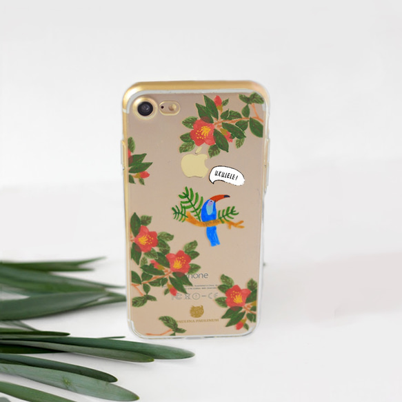 Toucan iPhoneのAndroidの花透明な電話ケースiPhone 8プラスiPhone SEのHTC 1枚目の画像