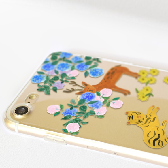紫陽花 鹿 iPhone Android 花 植物 透明手機殻 iPhone 8 plus iPhone X Sony 第2張的照片