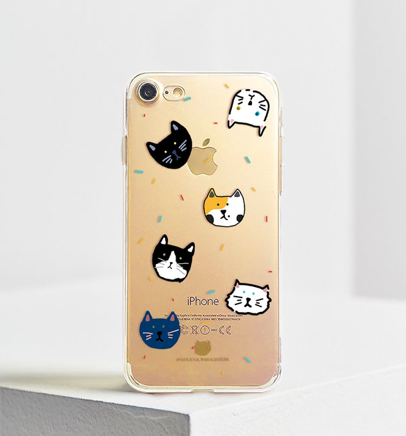 猫のiPhoneのAndroidオリジナルの透明なモバイルシェルiPhone×8プラスソニーのxzのプレミアム 5枚目の画像