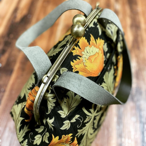 受注製作】とっても大きい！がま口バッグ ウィリアムモリスアネモノ柄