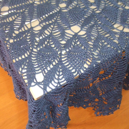 パイナップル編みのテーブルクロス☆ハンドメイド レース編み テーブルクロス ホワイト（パイナップル） - Adorer