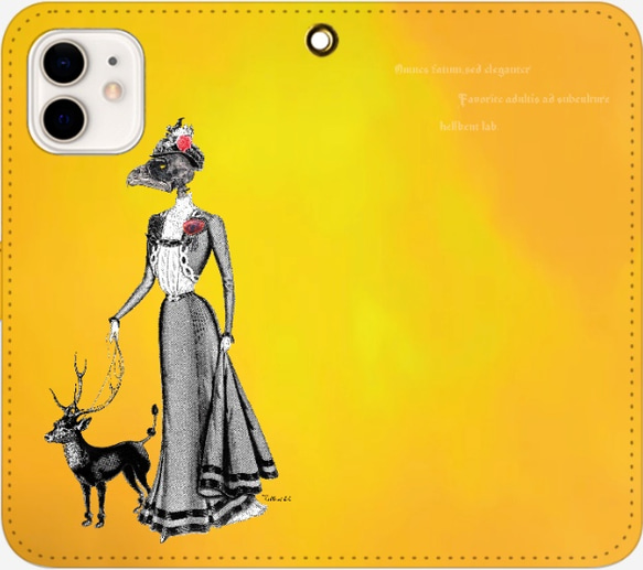 『鳥頭骸夫人のお散歩』 受注生産　手帳型スマホケース 1枚目の画像