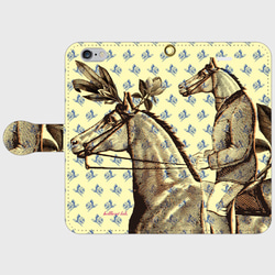 『馬が馬に乗る・青薔薇』 受注生産　手帳型スマホケース 1枚目の画像