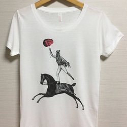 『馬の上で風船つかまえた』　レディース　Tシャツ 2枚目の画像
