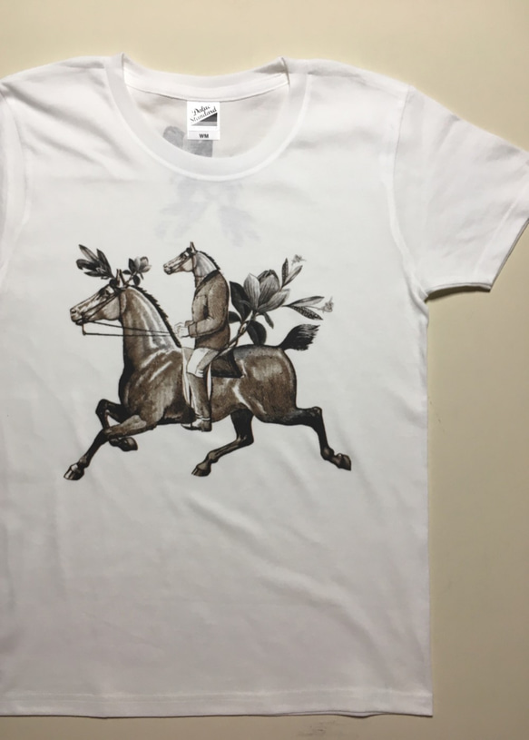 『馬が馬に乗る』　ユニセックス Tシャツ 2枚目の画像