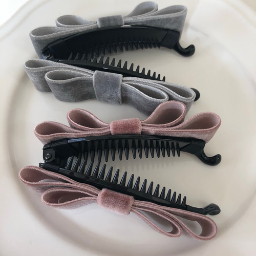 ベルベットリボンのバナナクリップ＊ ヘアクリップ・バナナクリップ 