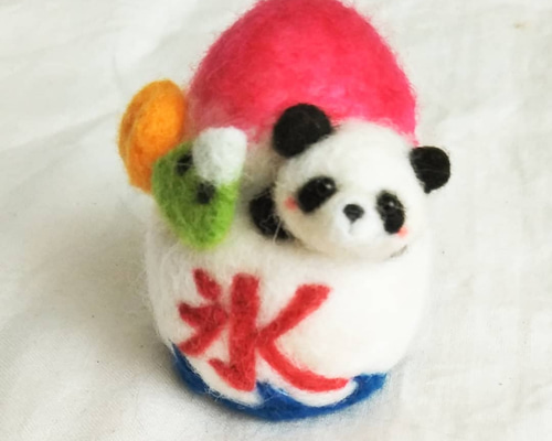 羊毛フェルト】かき氷パンダ いちご味 羊毛フェルト tick-tack 通販