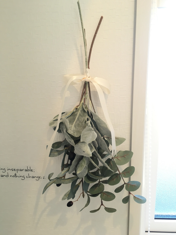 人気♡お洒落で可愛いスワッグ♡ 造花 オリーブ 植物 壁掛け シンプル 2枚目の画像
