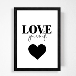 ヴィンテージ風 モノクロポスター「Love You」額装付 73×52cm カフェポスター｜エスプレッソ ヴィンテージアート｜北欧モダン