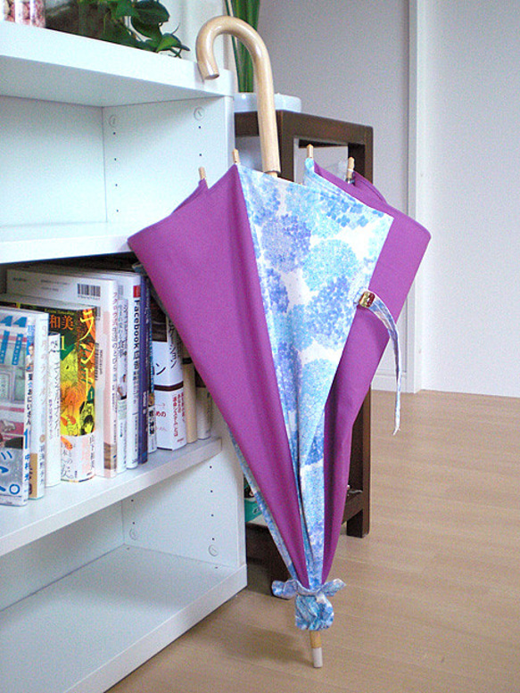 日傘　紫陽花（ブルー×パープル） 3枚目の画像