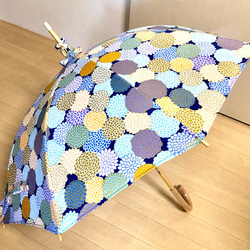 日傘　和柄　ラメ菊（青） 2枚目の画像