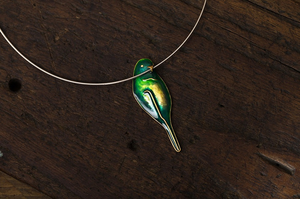 Bird 鳥 金工手工 冷琺瑯絢彩 墜飾項圈 Color pendant/necklace 第2張的照片