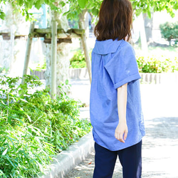 【Women's】セーラーカラーかもめシャツ / blue 4枚目の画像