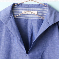 【Women's】セーラーカラーかもめシャツ / blue 6枚目の画像