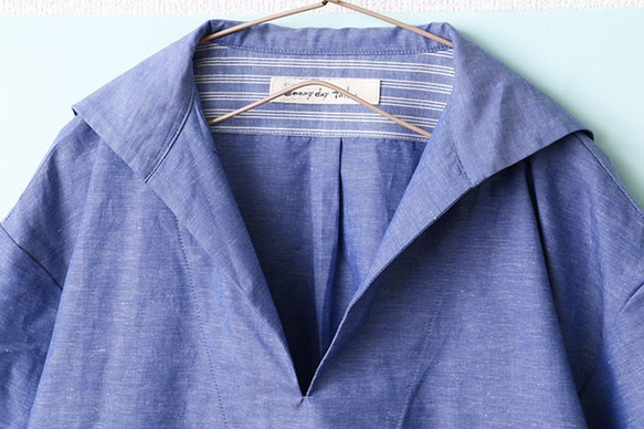 【Women's】セーラーカラーかもめシャツ / blue 6枚目の画像