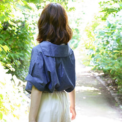 【Women's】 セーラーカラーかもめシャツ / Navy 4枚目の画像