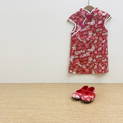 兒童旗袍-梅花 紅色 第4張的照片