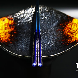 TIGT  - チタンスコーピオ&lt;医療ソリッドチタンワンピース箸&gt;ブルーグラデーションワンピースチタン箸 5枚目の画像