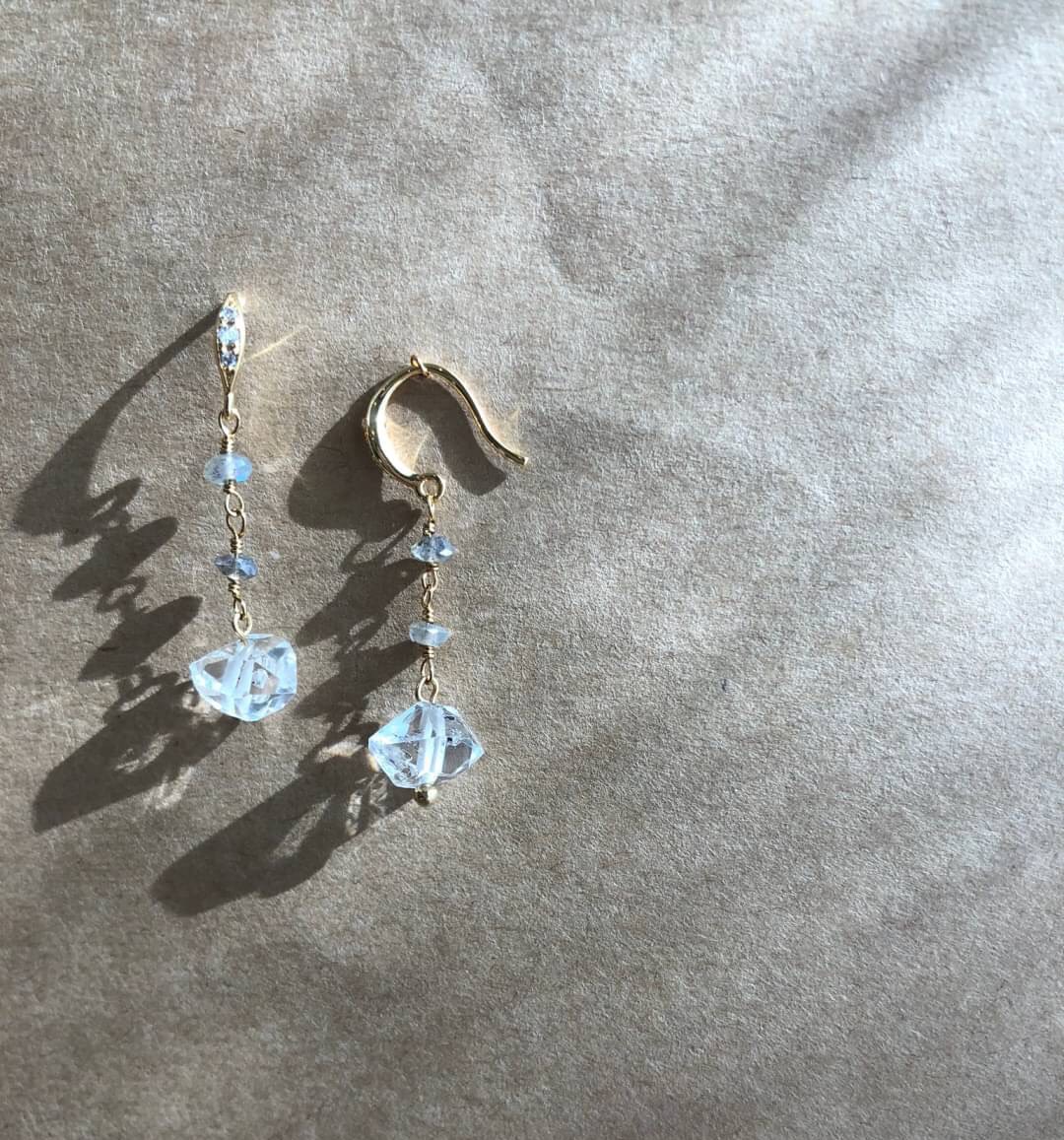 ハーキマーダイヤモンドとラブラドライトのピアス【creema限定】