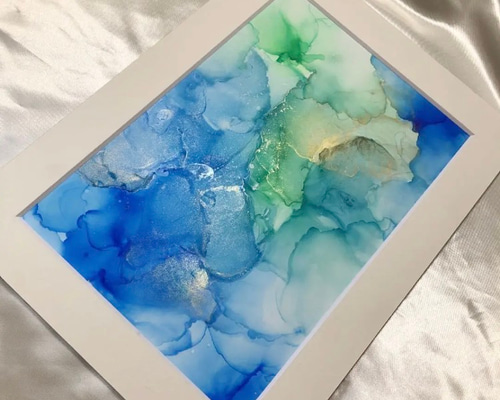 1点のみ ◇アルコールインクアート Alcohol Ink Art #76 絵画 Align
