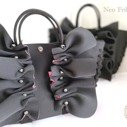 josh.k様オーダー キルトフリル特大トートバッグ マロリー 黒 josh.k様