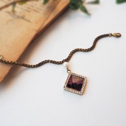 鑲鑽紫色動物斑紋墜 天然珍珠 輕珠寶 黃銅手鍊  B31 第2張的照片