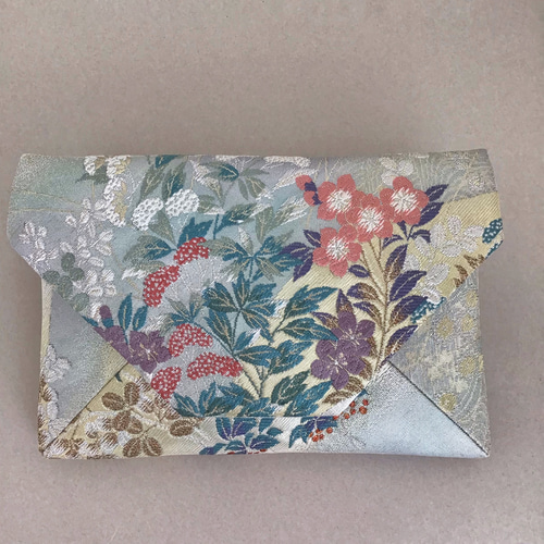 袋帯 結婚式バッグ　数寄屋袋　茶道 リサイクル正絹袋帯　八重桜 リメイク152 袋帯 結婚式バッグ 数寄屋袋 茶道 リサイクル正絹袋帯 八重桜