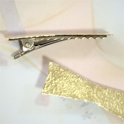 真鍮　小さなリボンクリップ（2個セット）　槌目 3枚目の画像
