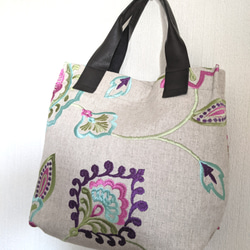 linen刺繍bag(a) 5枚目の画像