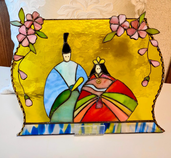 ステンドグラス お雛様と内裏様 パネル その他アート glassアトリエ