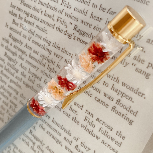 名入れ可能】グレー×くすみカラー ハーバリウムボールペン 替え芯付き