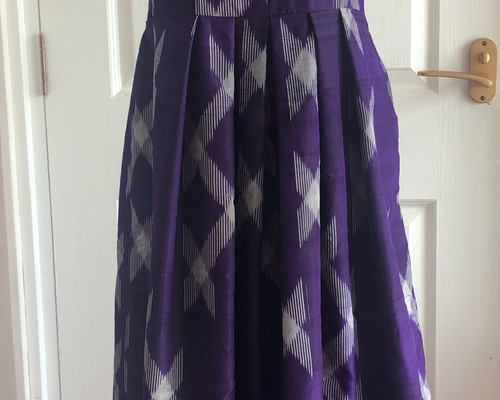 ☆ 着物リメイク　銘仙　紫　ワンピース　☆