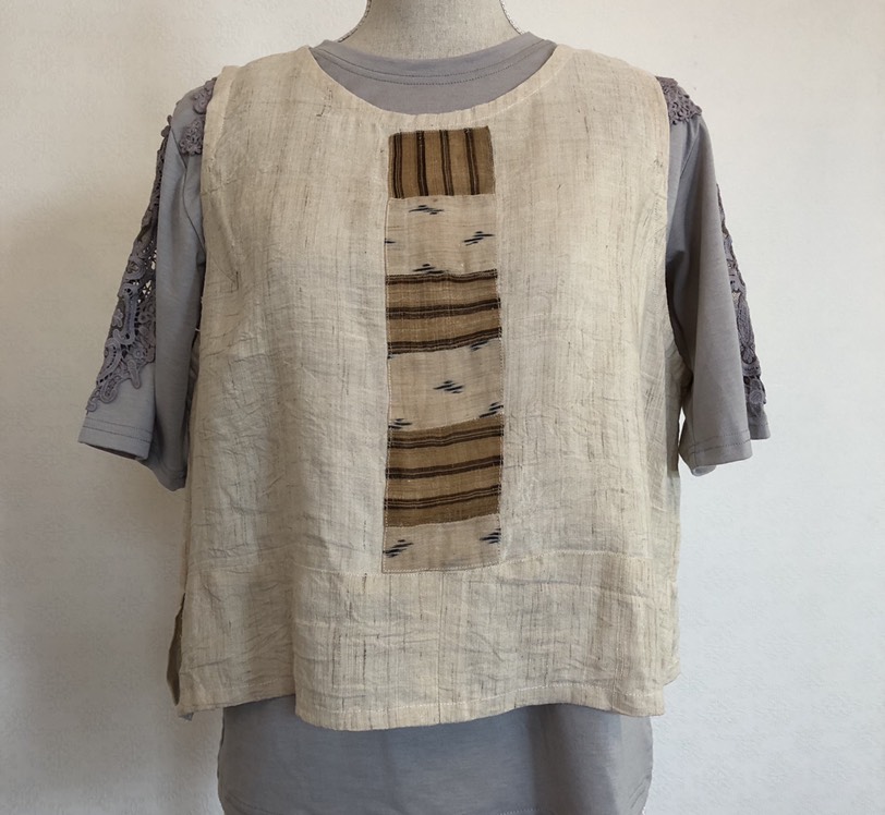 ☆芭蕉布 貴重 1点もの ベスト 着物リメイク☆ その他トップス もめん