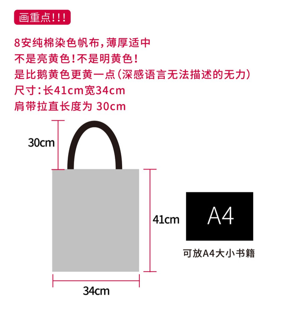 手工印花 | 黃色笑臉托特包 絹印帆布包 單肩包 印花環保袋 第10張的照片