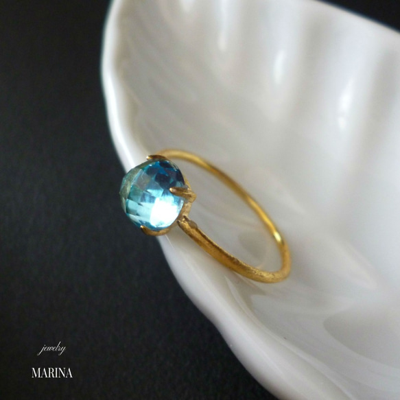 {Blue Topaz} vermeil ring candy 戒指尺寸可變 第4張的照片