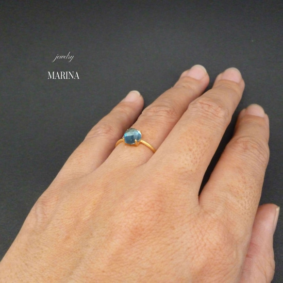 {Blue Topaz} vermeil ring candy 戒指尺寸可變 第9張的照片