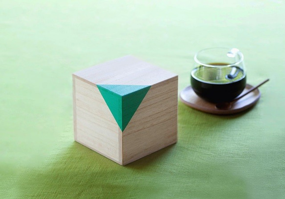 コーヒー通の方へのプレゼントにいかがですか？　桐CUBEコーヒーキャニスター　２個セット（オレンジ・グリーン） 4枚目の画像