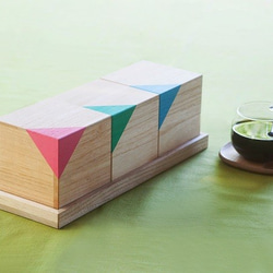 將其作為禮物送給咖啡鑑賞家怎麼樣？ Kiri CUBE 咖啡罐 3 件組（粉紅色、綠色、藍色） 第1張的照片