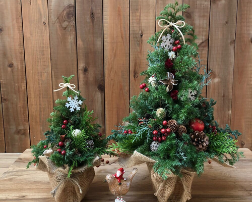 ナチュラルクリスマス 卓上クリスマスツリー2個セット クリスマス