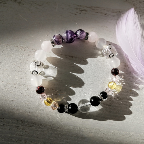 大天使ザドキエルのブレスレット / ケープアメジスト / ローズクォーツ 大天使ザドキエル再販 / ケープアメジスト ブレスレット 華昇 優
