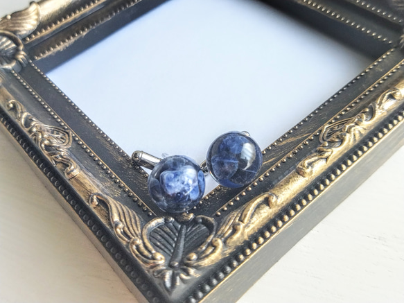 ソーダライト＊カフス再販5 / 天然石 / レジン / 父の日 2枚目の画像