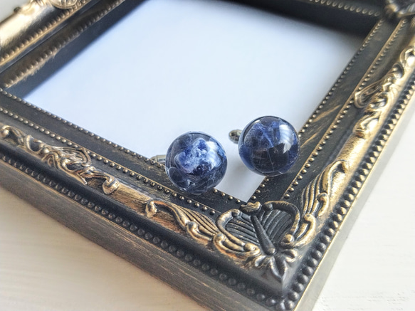 ソーダライト＊カフス再販5 / 天然石 / レジン / 父の日 4枚目の画像