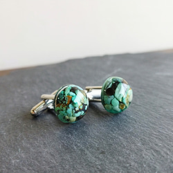 ターコイズのカフス / レジン / 天然石 / カフスリンクス / カフス
