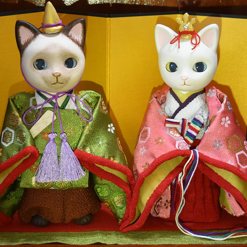 陶器の猫雛 猫の種類を選べます 屏風や敷物つき お雛様 ひな祭り 陶器の猫雛 猫の種類を選べます 屏風や敷物つき お雛様 ひな祭り