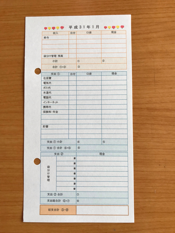 持ち歩き袋分け家計簿A6（さくらんぼ） 6枚目の画像