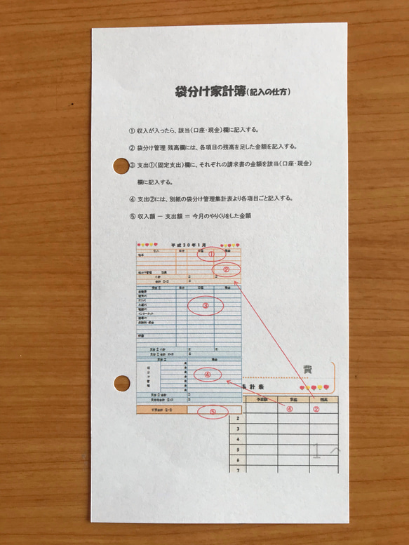 持ち歩き袋分け家計簿A6（ちょうちょ） 4枚目の画像