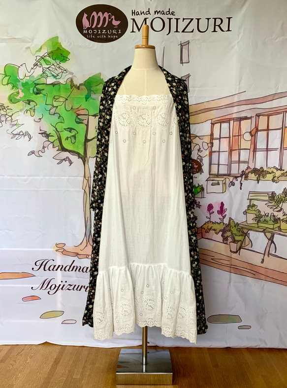 柔らかく上質なコットン100% ダブルガーゼ 美しいスカラップレース刺繍  