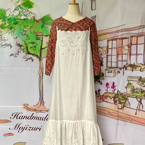 柔らかく上質なコットン100% ダブルガーゼ 美しいスカラップレース刺繍  