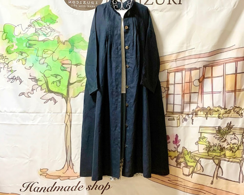 今だけ【1着特別価格】フレンチリネン ピンタックワンピース 生成 着丈